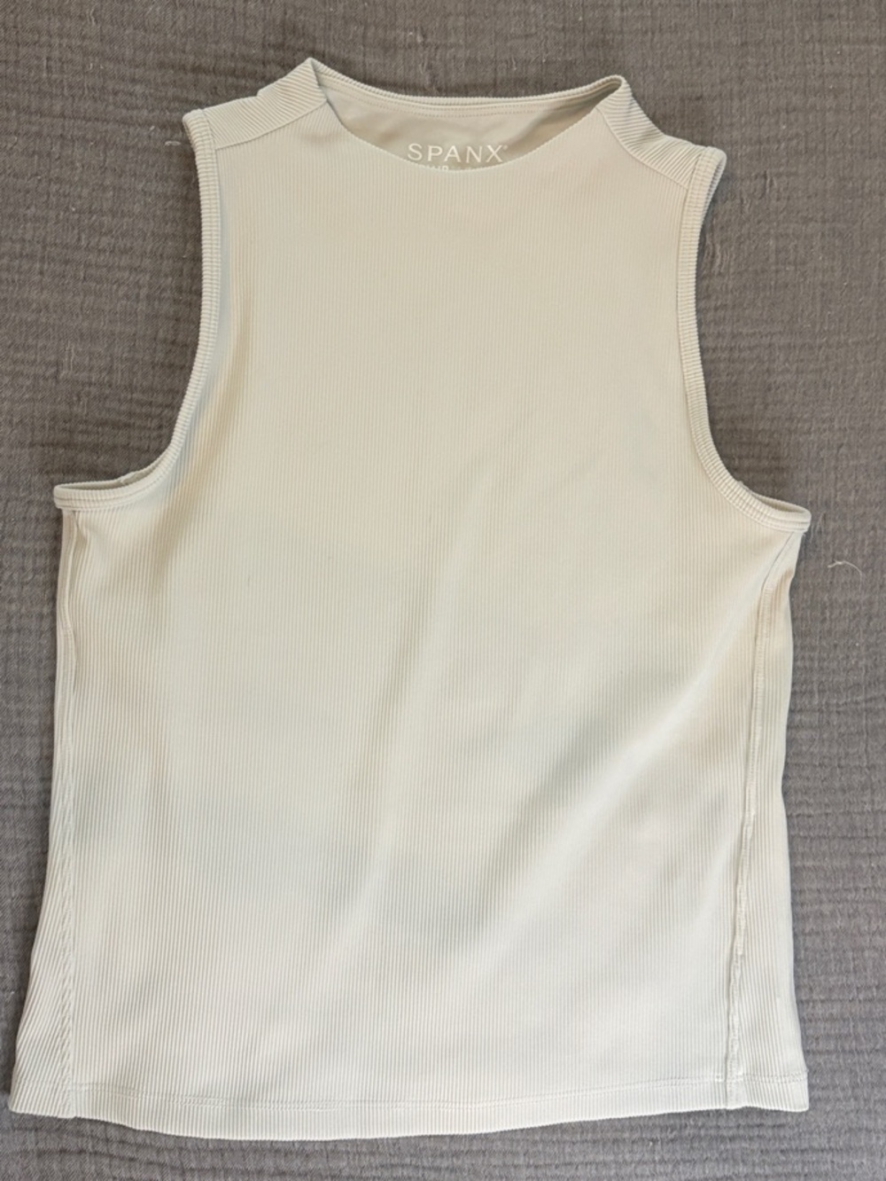 SPANX Ribbed Sleeveless Tank in Light Cream